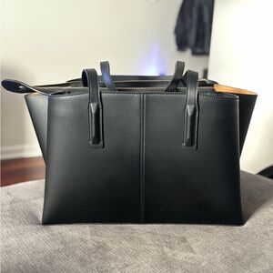 Freja NYC Black Leather Paloma Tote Bag
